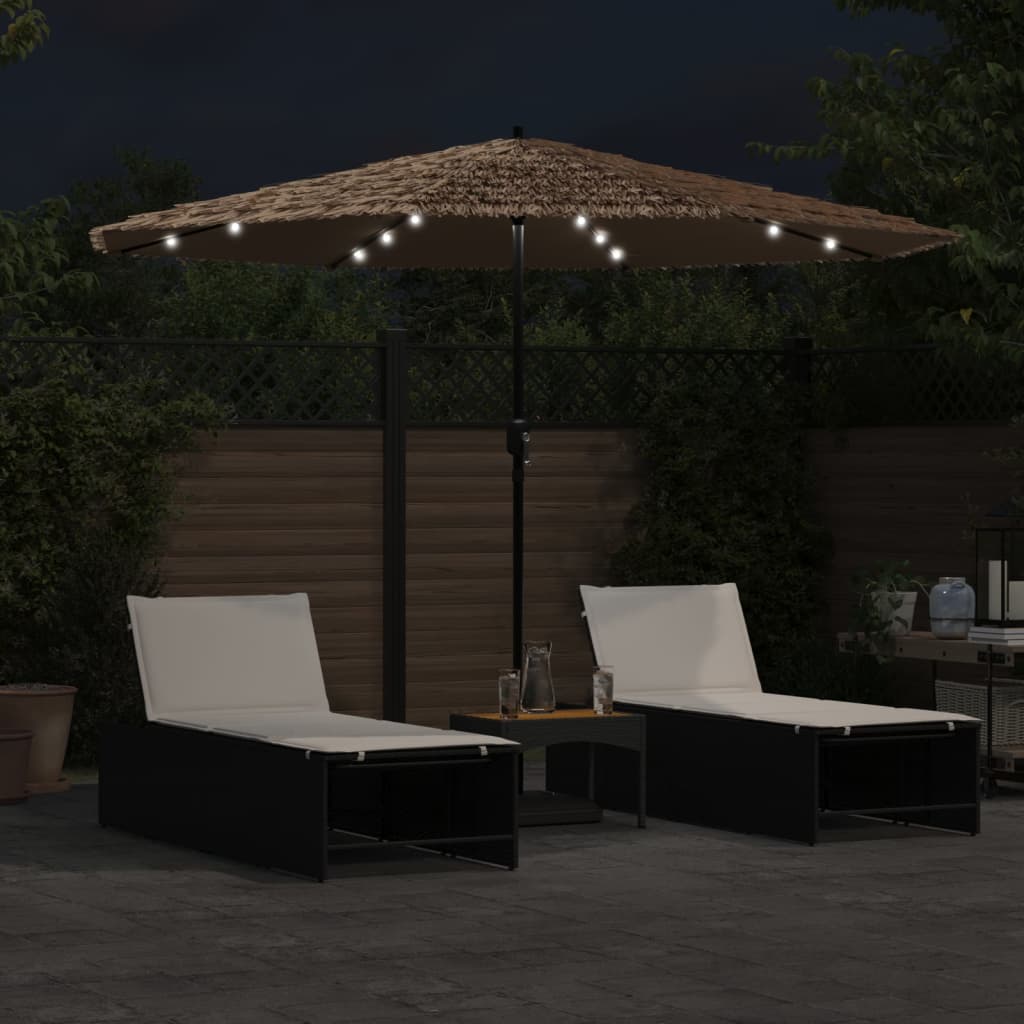 Parasol met LED's en stalen paal 324x324x247 cm bruin - AllerleiShop