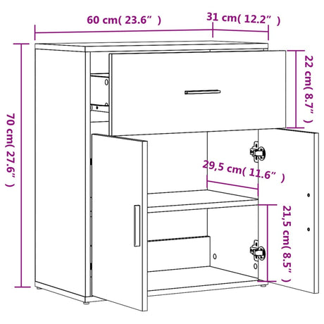 Dressoir 60x31x70 cm bewerkt hout wit