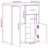 Dressoir 60x31x70 cm bewerkt hout wit