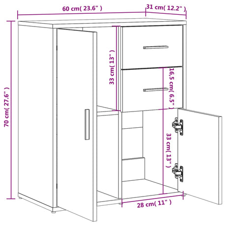 Dressoir 60x31x70 cm bewerkt hout wit