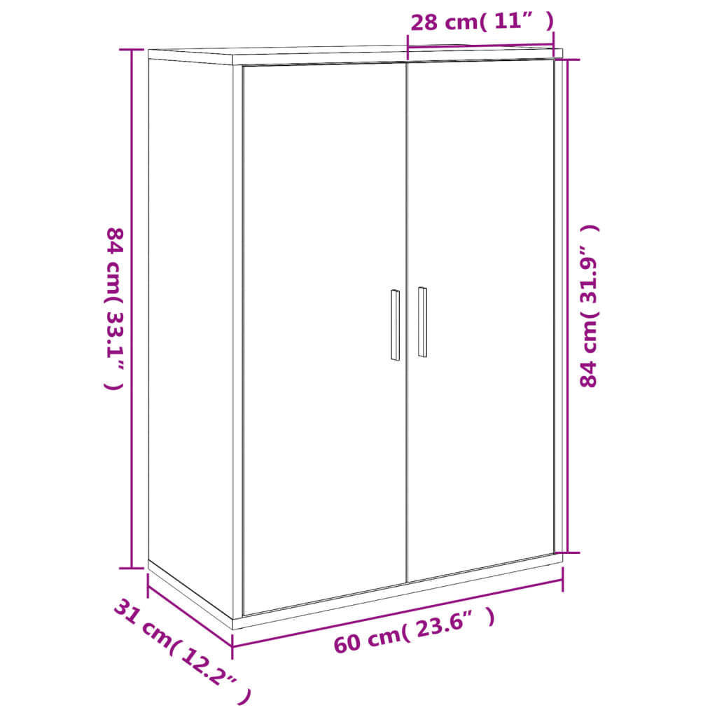 Dressoir 60x31x84 cm bewerkt hout betongrijs