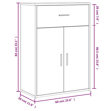 Dressoir 60x30x84 cm bewerkt hout betongrijs