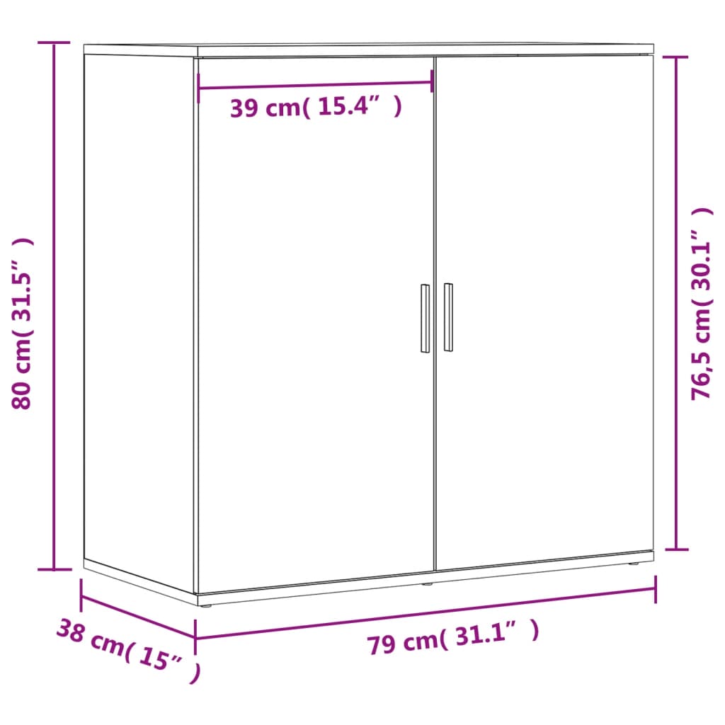 Dressoir 79x38x80 cm bewerkt hout zwart