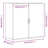 Dressoir 79x38x80 cm bewerkt hout gerookt eikenkleurig