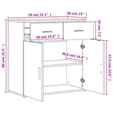 Dressoir 79x38x80 cm bewerkt hout wit