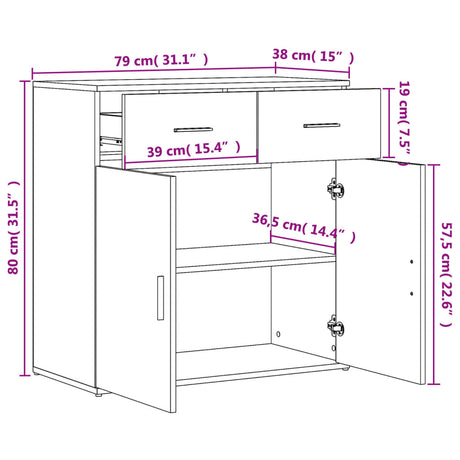 Dressoir 79x38x80 cm bewerkt hout wit