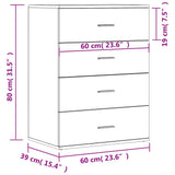 Dressoir 60x39x80 cm bewerkt hout betongrijs