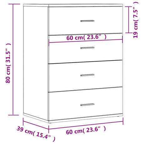 Dressoir 60x39x80 cm bewerkt hout bruin eikenkleurig - AllerleiShop