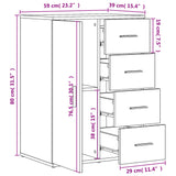 Dressoir 59x39x80 cm bewerkt hout wit