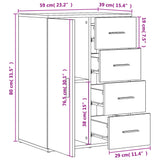 Dressoir 59x39x80 cm bewerkt hout betongrijs