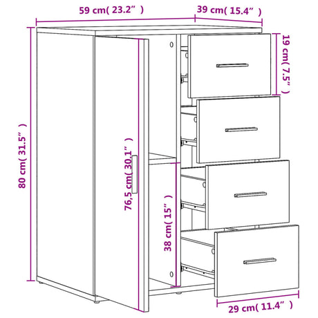 Dressoir 59x39x80 cm bewerkt hout betongrijs