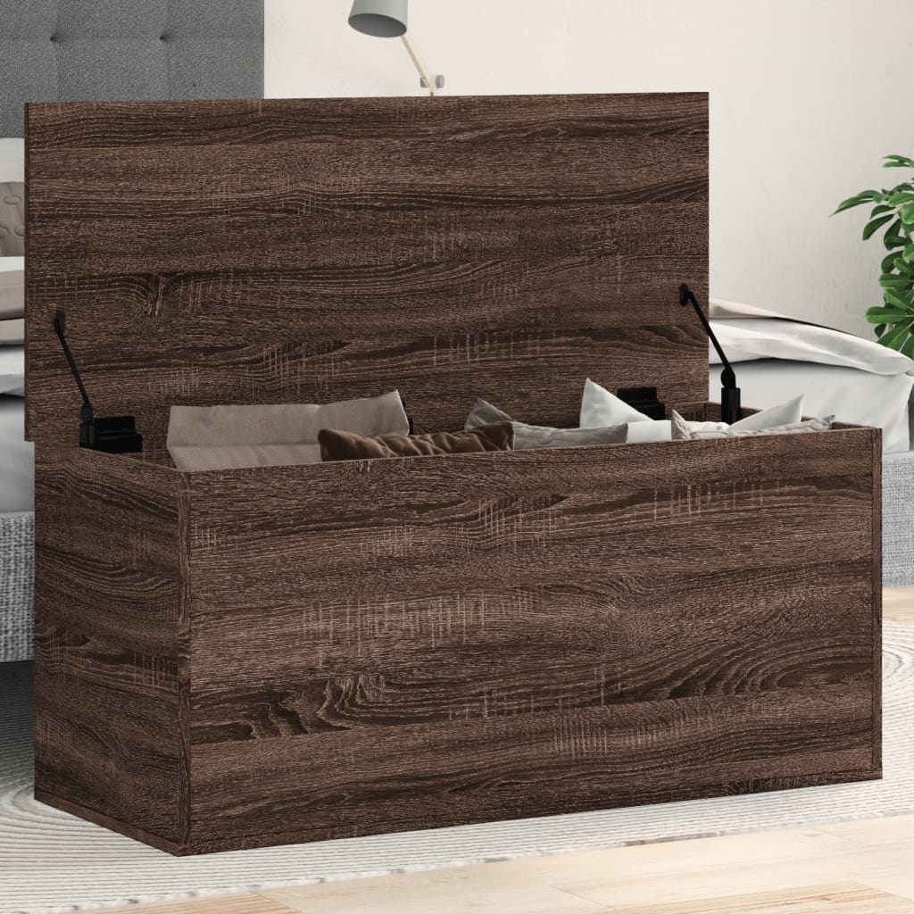 Opbergbox 100x42x46 cm bewerkt hout bruin eikenkleurig