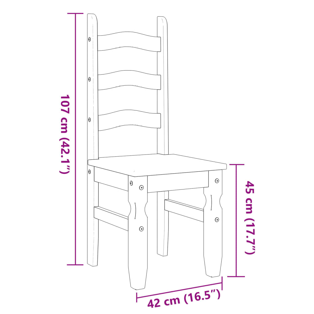 Eetkamerstoelen 2 st Corona 42x47x107 cm grenenhout grijs - AllerleiShop