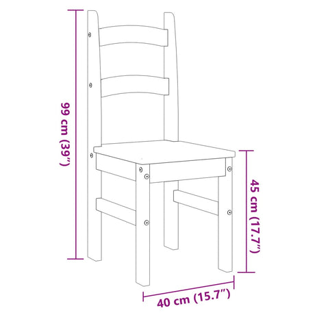 Eetkamerstoelen 2 st 40x46x99 cm massief grenenhout - AllerleiShop