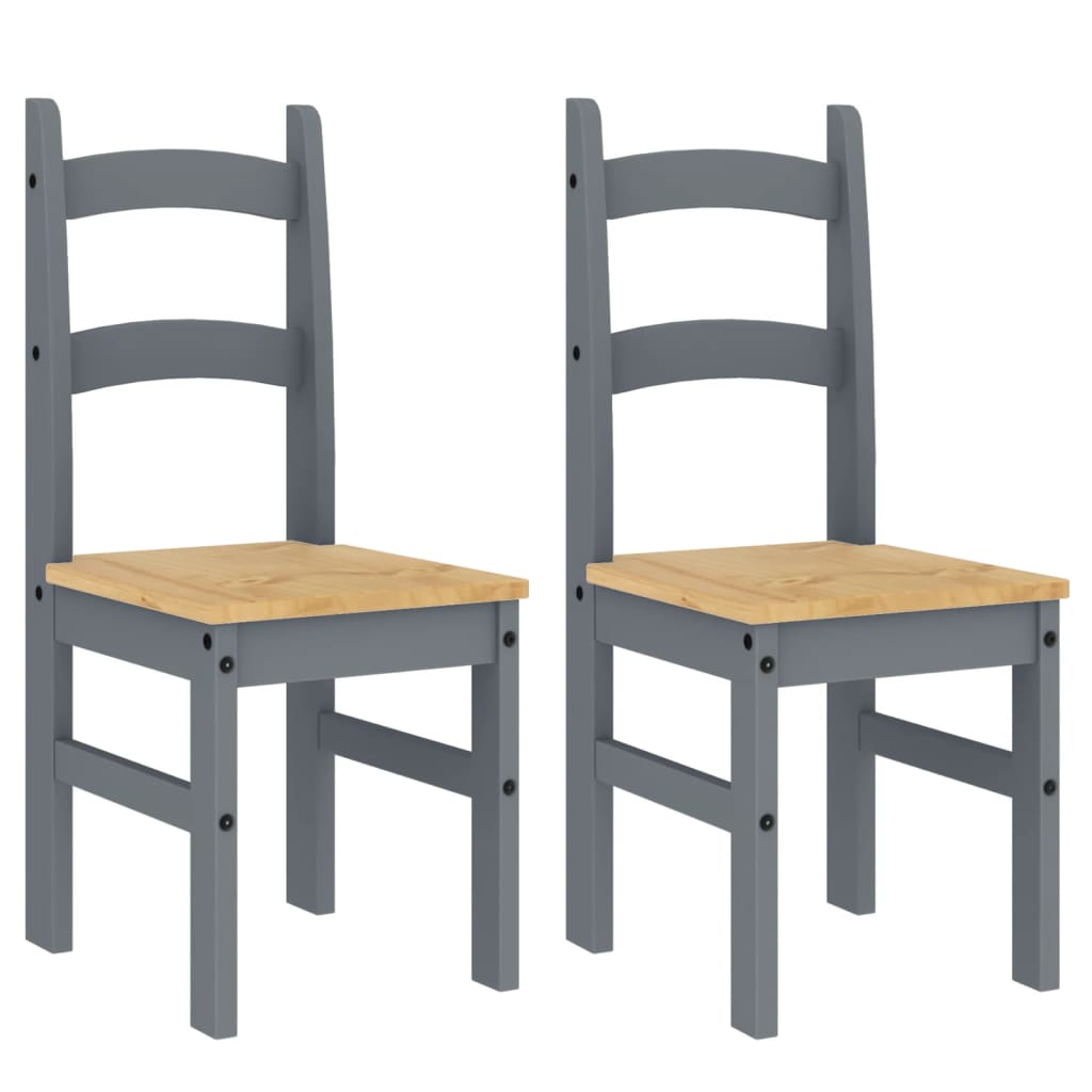 Eetkamerstoelen 2 st 40x46x99 cm massief grenenhout grijs - AllerleiShop