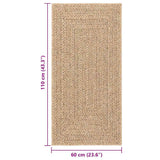 Vloerkleed ZIZUR binnen en buiten 60x110 cm jute look