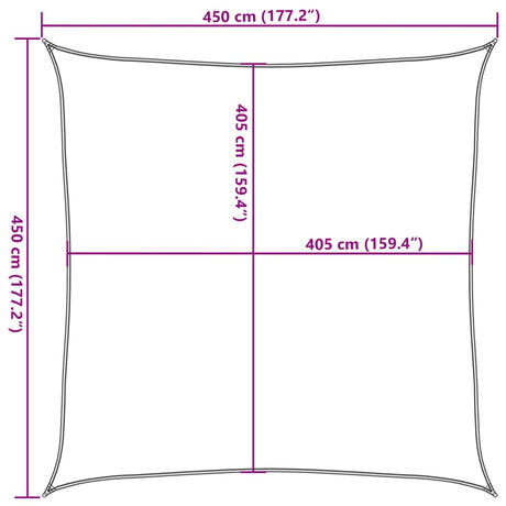 Zonnezeil 160 g/m² vierkant 4,5x4,5 m HDPE lichtgrijs - AllerleiShop