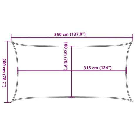 Zonnezeil rechthoekig 160 g/m² 2x3,5 m HDPE lichtgrijs - AllerleiShop