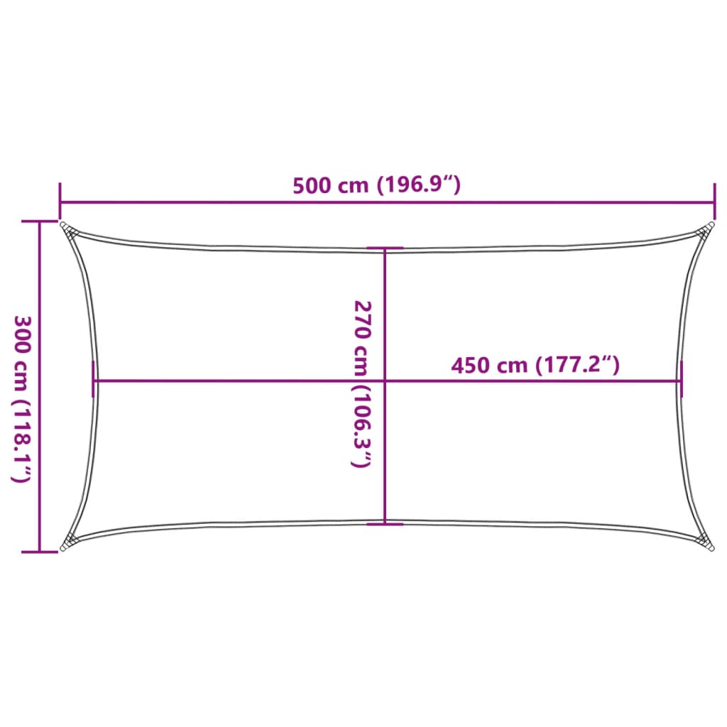 Zonnezeil 160 g/m² rechthoekig 3x5 m HDPE lichtgrijs - AllerleiShop