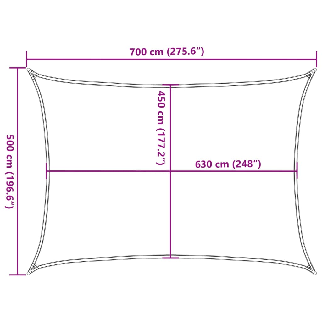 Zonnezeil 160 g/m² rechthoekig 5x7 m HDPE lichtgrijs - AllerleiShop