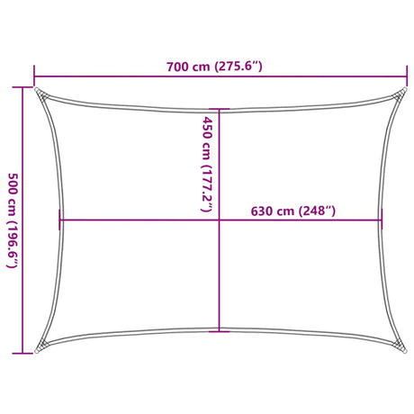 Zonnezeil 160 g/m² rechthoekig 5x7 m HDPE zandkleurig - AllerleiShop