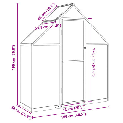 Tuinkas met basisframe 169x58x195 cm aluminium antracietkleurig - AllerleiShop