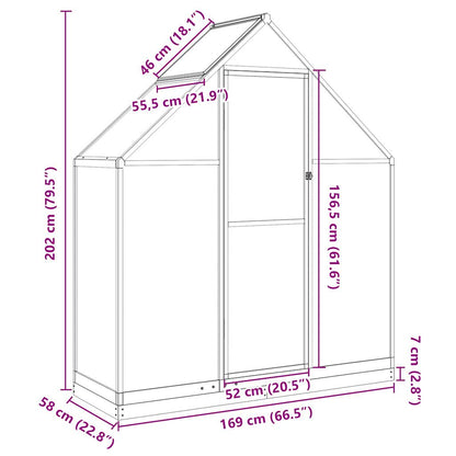 Tuinkas met basisframe 169x58x202 cm aluminium antracietkleurig - AllerleiShop