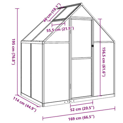 Tuinkas met basisframe 169x114x195 cm aluminium zilverkleurig - AllerleiShop