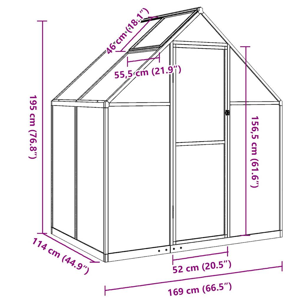 Tuinkas met basisframe 169x114x195 cm aluminium groen - AllerleiShop