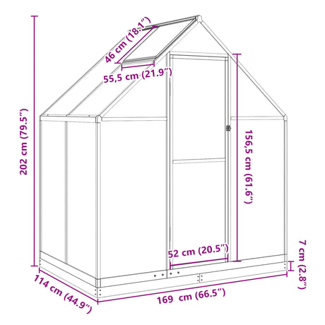 Tuinkas met basisframe 169x114x202 cm aluminium groen - AllerleiShop