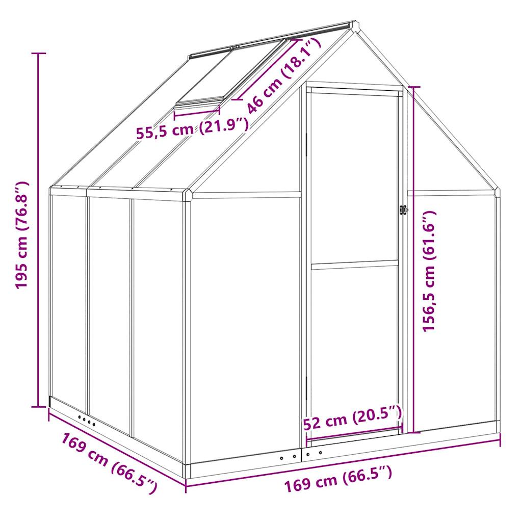 Tuinkas met basisframe 169x169x195 cm aluminium zilverkleurig - AllerleiShop