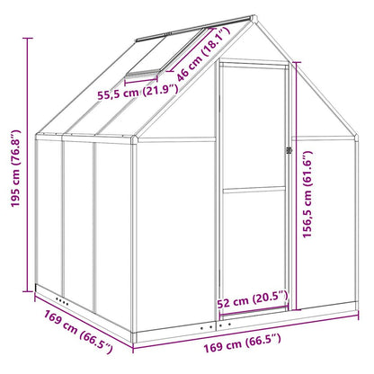 Tuinkas met basisframe 169x169x195 cm aluminium zilverkleurig - AllerleiShop