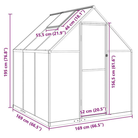 Tuinkas met basisframe 169x169x195 cm aluminium zilverkleurig - AllerleiShop