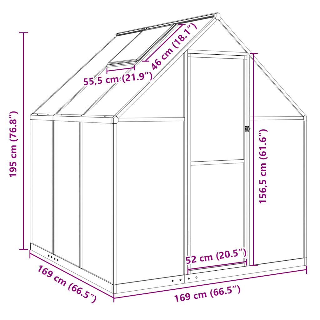 Tuinkas met basisframe 169x169x195 cm aluminium groen - AllerleiShop