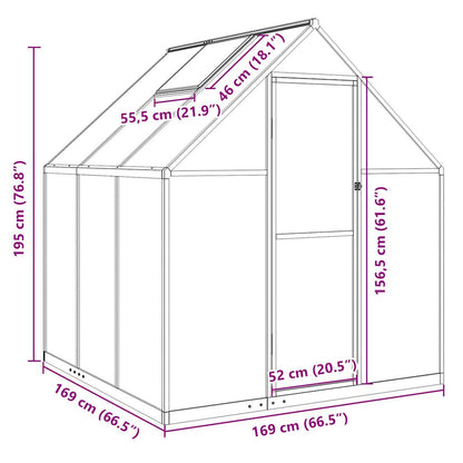 Tuinkas met basisframe 169x169x195 cm aluminium antracietkleur - AllerleiShop