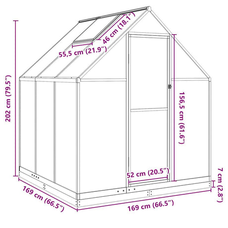 Tuinkas met basisframe 169x169x202 cm aluminium zilverkleurig - AllerleiShop