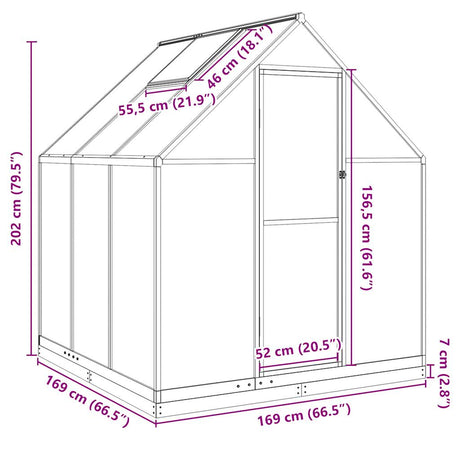 Tuinkas met basisframe 169x169x202 cm aluminium antracietkleur - AllerleiShop