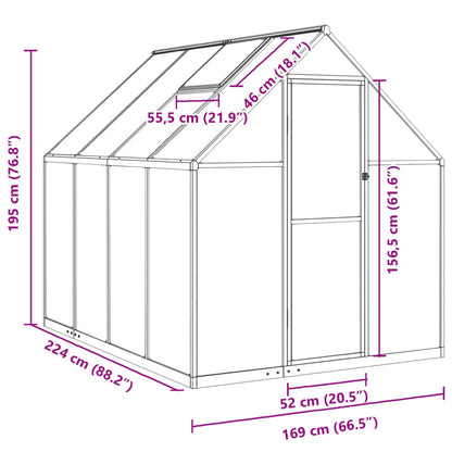 Tuinkas met basisframe 224x169x195 cm aluminium zilverkleurig - AllerleiShop