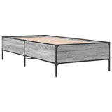 Bedframe bewerkt hout en metaal grijs sonoma eiken 75x190 cm