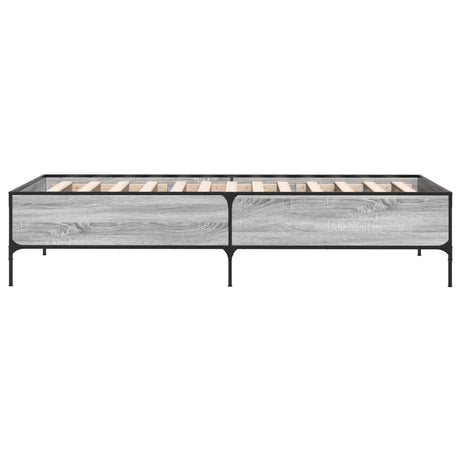 Bedframe bewerkt hout en metaal grijs sonoma eiken 75x190 cm