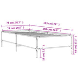 Bedframe bewerkt hout en metaal grijs sonoma eiken 75x190 cm