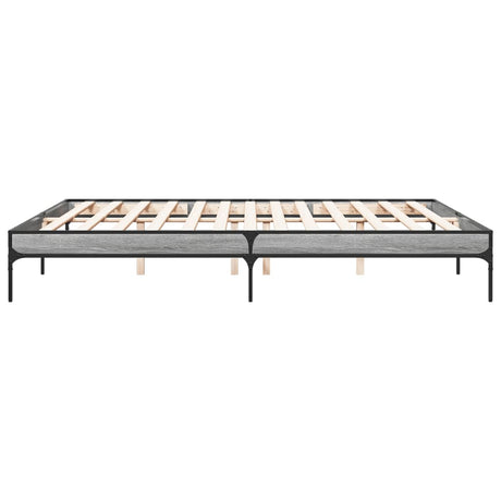 Bedframe bewerkt hout metaal grijs sonoma eiken 200x200 cm