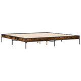 Bedframe bewerkt hout metaal gerookt eikenkleurig 180x200 cm