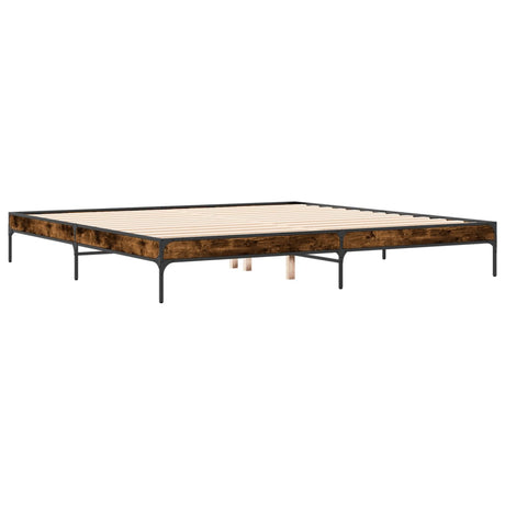 Bedframe bewerkt hout metaal gerookt eikenkleurig 180x200 cm