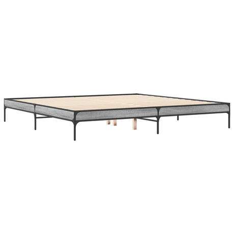 Bedframe bewerkt hout metaal grijs sonoma eiken 180x200 cm