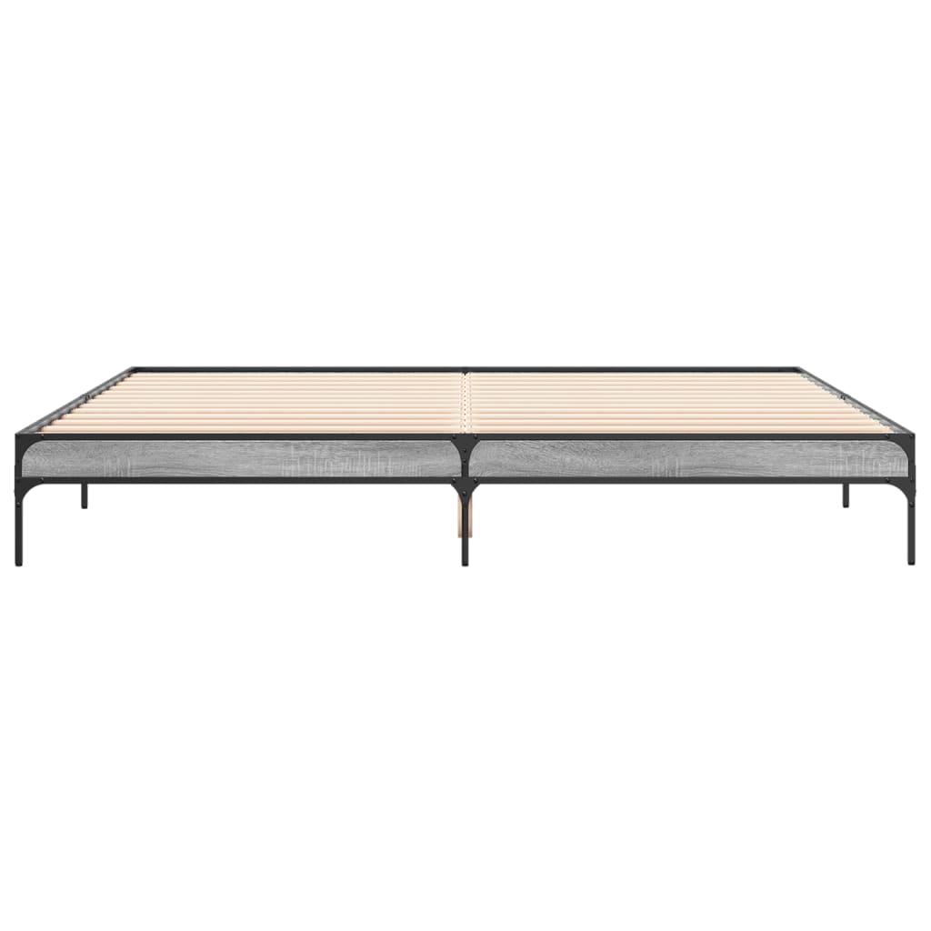 Bedframe bewerkt hout metaal grijs sonoma eiken 180x200 cm