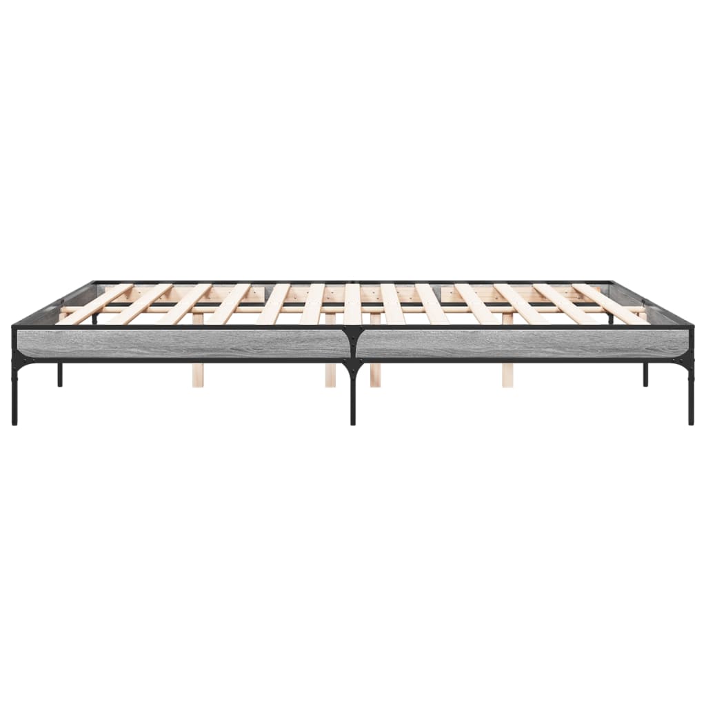 Bedframe bewerkt hout metaal grijs sonoma eiken 180x200 cm
