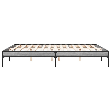 Bedframe bewerkt hout metaal grijs sonoma eiken 180x200 cm