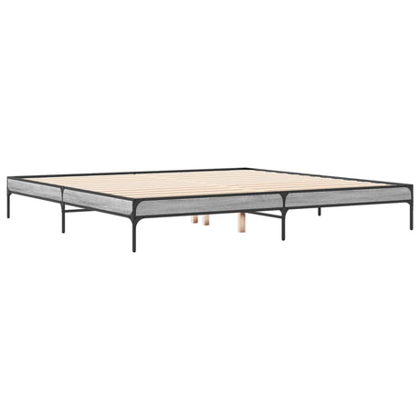 Bedframe bewerkt hout metaal grijs sonoma eiken 180x200 cm