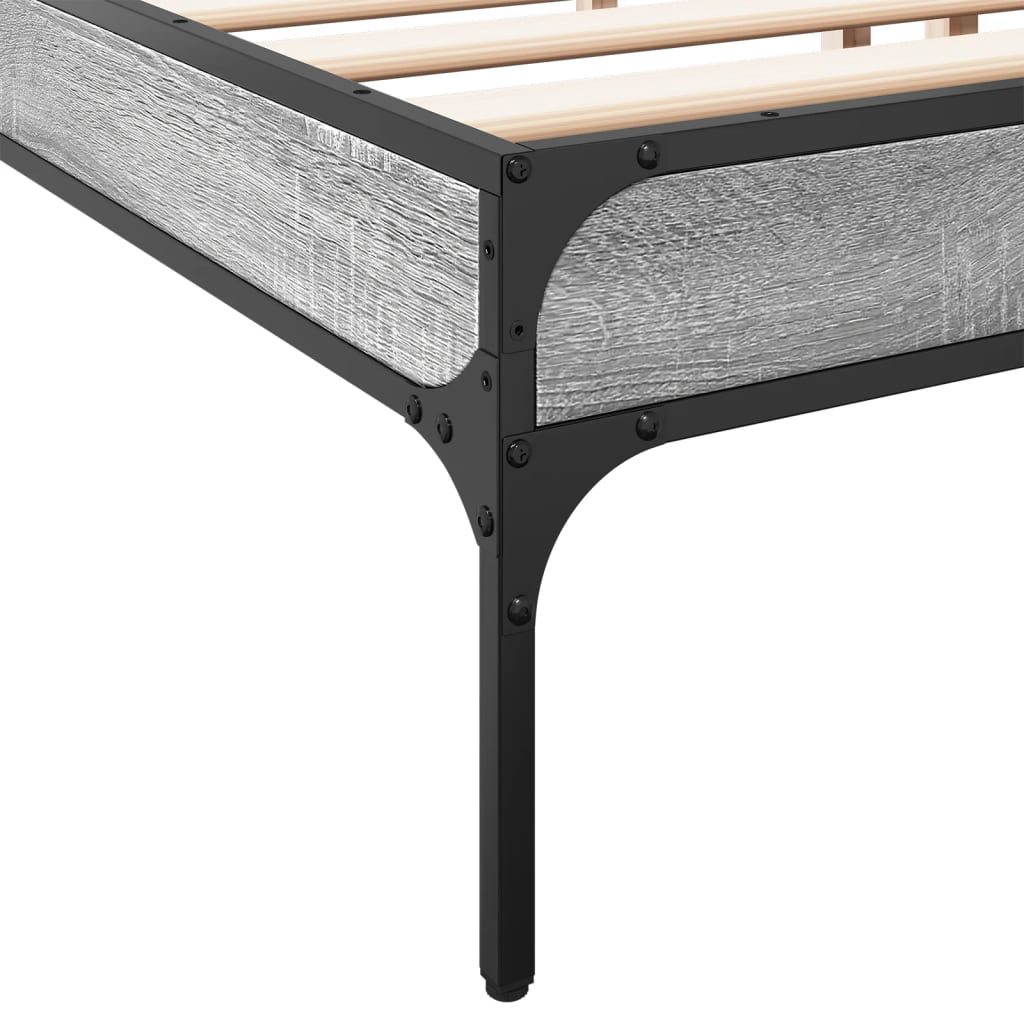 Bedframe bewerkt hout metaal grijs sonoma eiken 180x200 cm